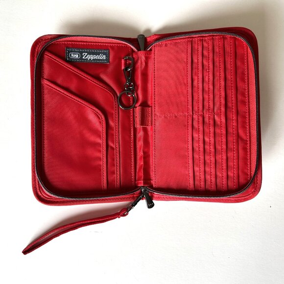 Lug Zeppelin 2 RFID Wristlet Wallet Poppy Red with Houndstooth Interior - Picture 6 of 11